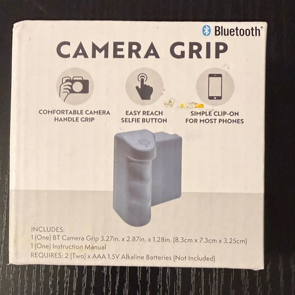 Bluetooth Camera Grip Handle in Gray - Wireless Selfie Button